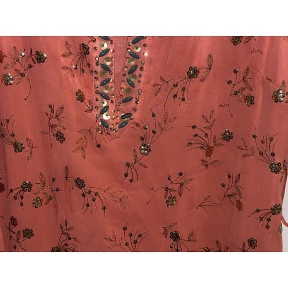 Pearl by Georgina Chapman of Marchesa Peach Gold  Beaded Embellished Dress 12 - Picture 10 of 16